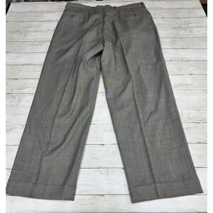 BIOS Gold Collection Mens Gray 100% Wool Cuffed Dress Pants Made in Italy Sz 40